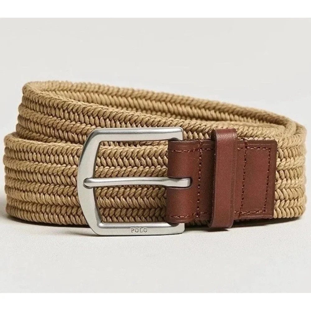 Polo Ralph Lauren Leather-Trimmed Braided Stretch Belt